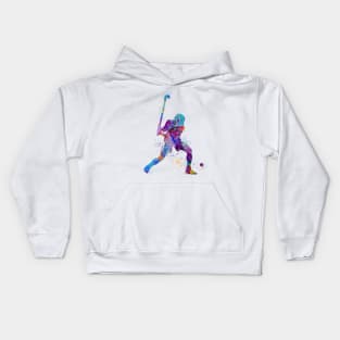 Boy Field Hockey Player Watercolor Sport Kids Hoodie